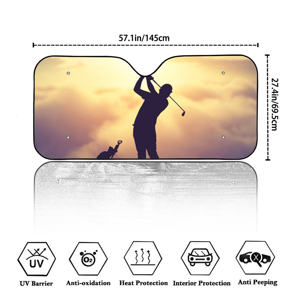 Pro Golf Swing Print Car Windshield Sun Shade