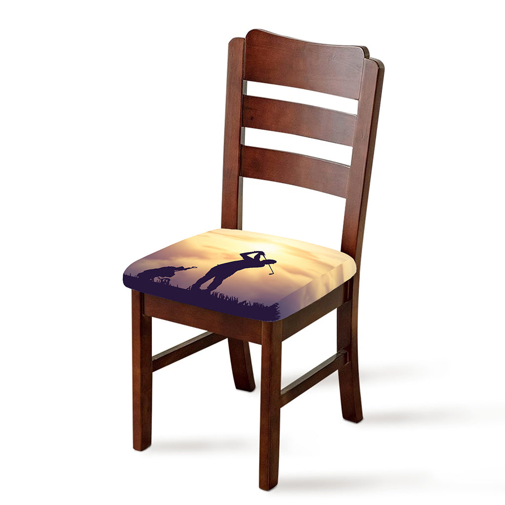 Pro Golf Swing Print Chair Cushion Cover
