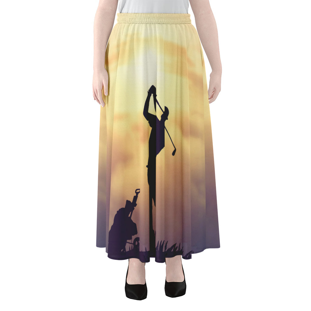 Pro Golf Swing Print Chiffon Maxi Skirt