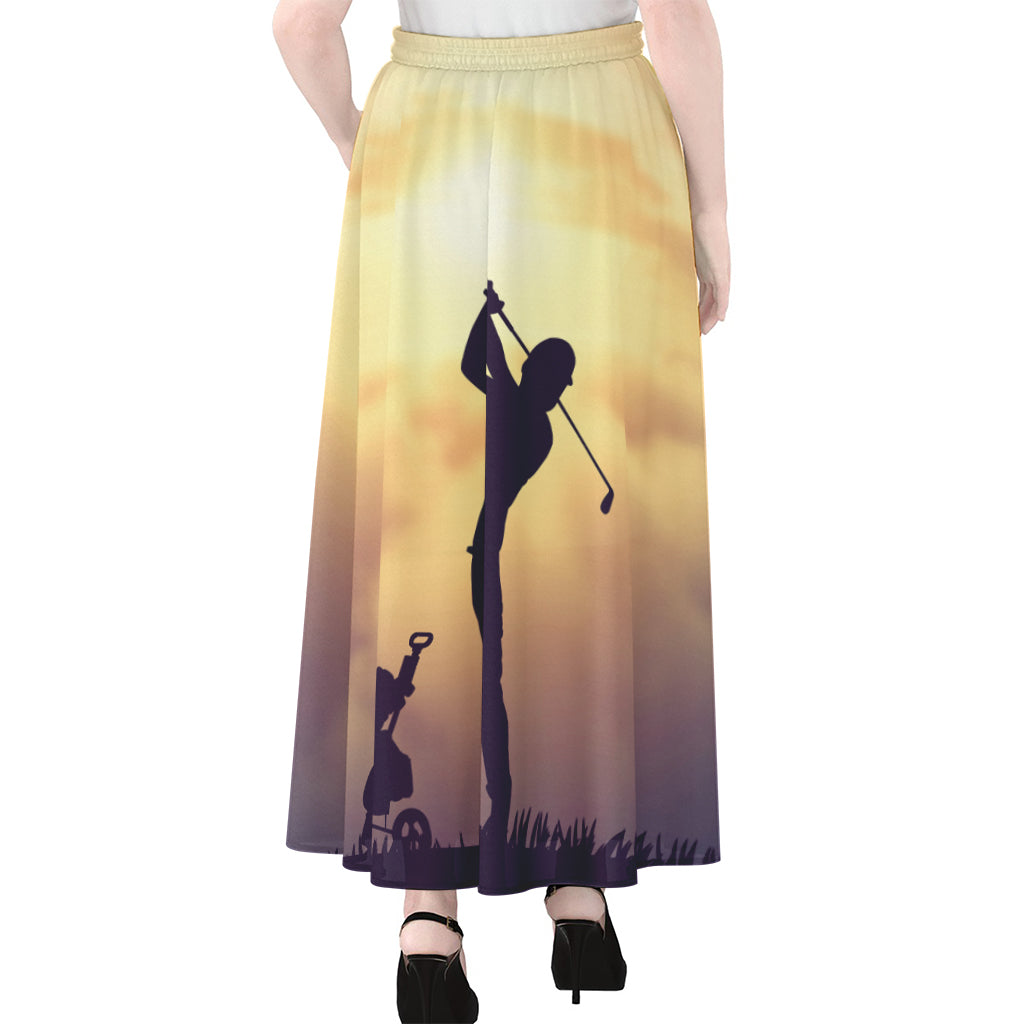 Pro Golf Swing Print Chiffon Maxi Skirt