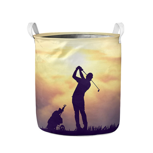 Pro Golf Swing Print Collapsible Laundry Basket