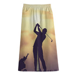 Pro Golf Swing Print Cotton Front Slit Maxi Skirt