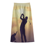 Pro Golf Swing Print Cotton Front Slit Maxi Skirt