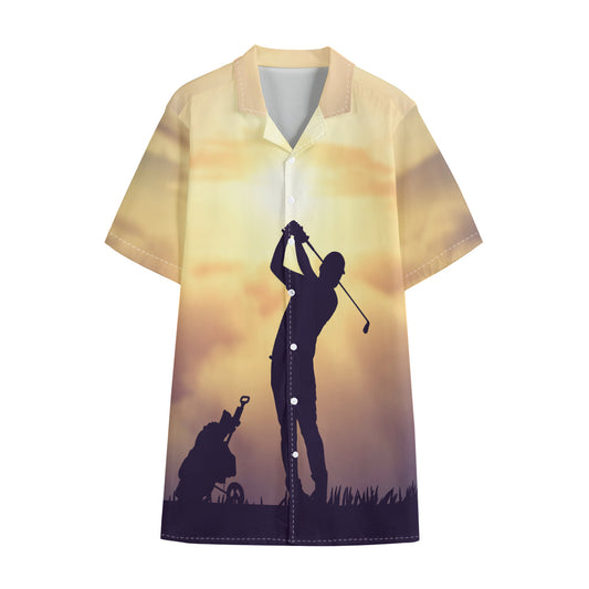 Pro Golf Swing Print Cotton Hawaiian Shirt