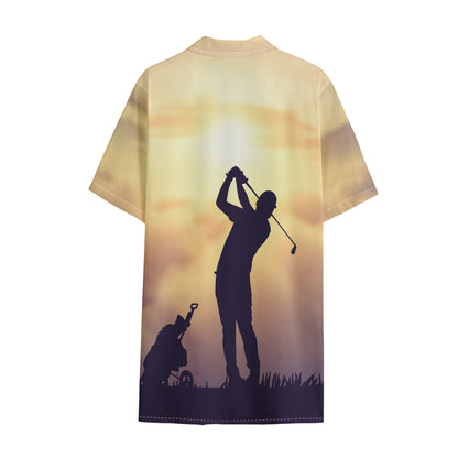 Pro Golf Swing Print Cotton Hawaiian Shirt