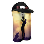 Pro Golf Swing Print Double Neoprene Wine Tote