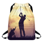 Pro Golf Swing Print Drawstring Backpack