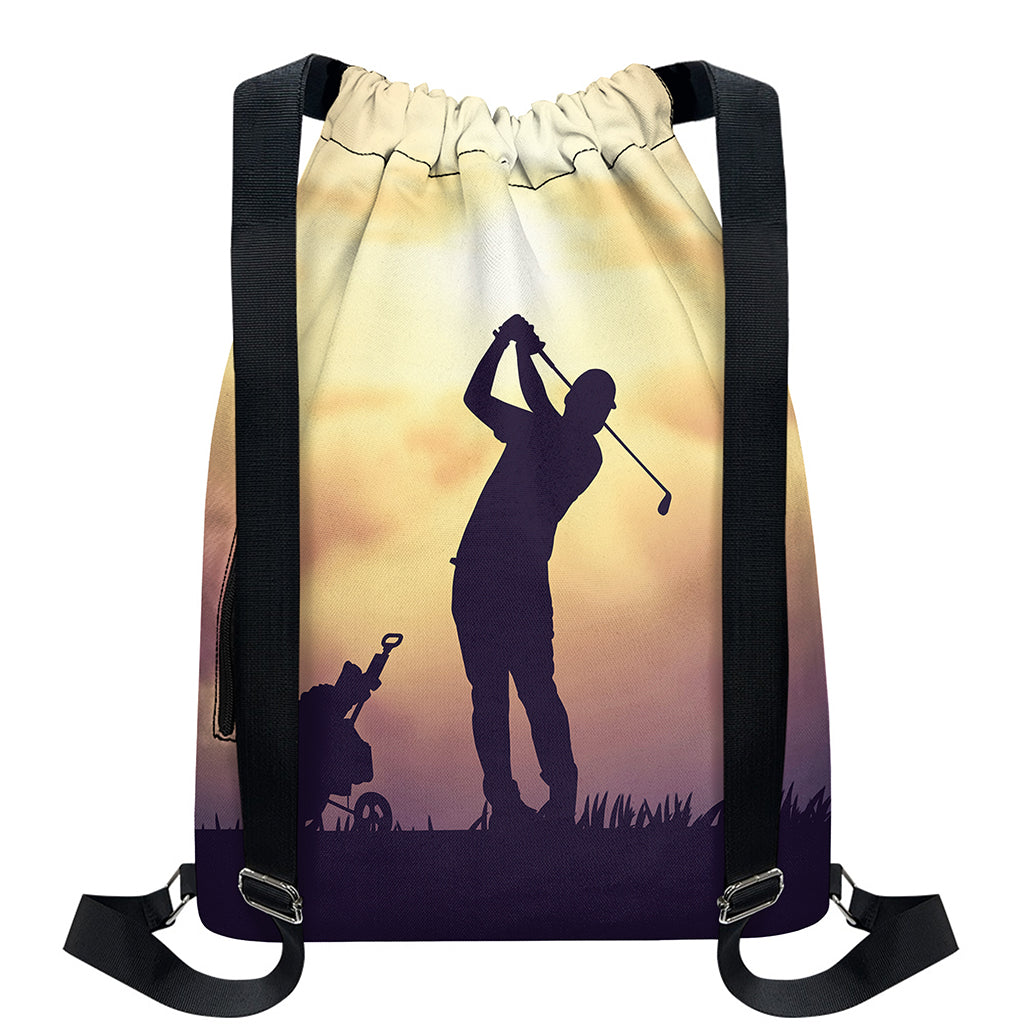 Pro Golf Swing Print Drawstring Backpack