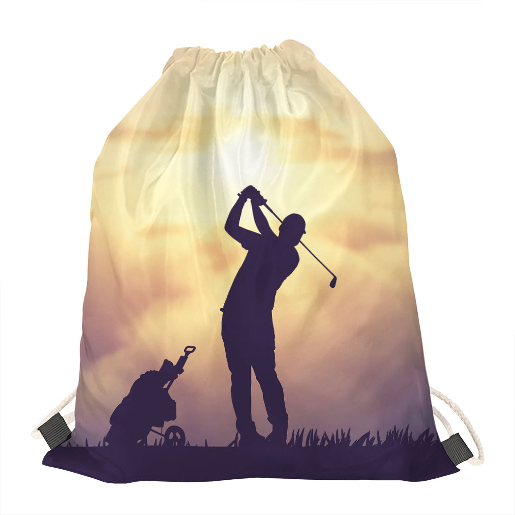 Pro Golf Swing Print Drawstring Bag