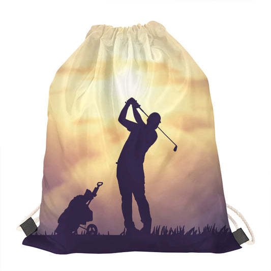 Pro Golf Swing Print Drawstring Bag