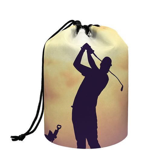 Pro Golf Swing Print Drawstring Makeup Bag