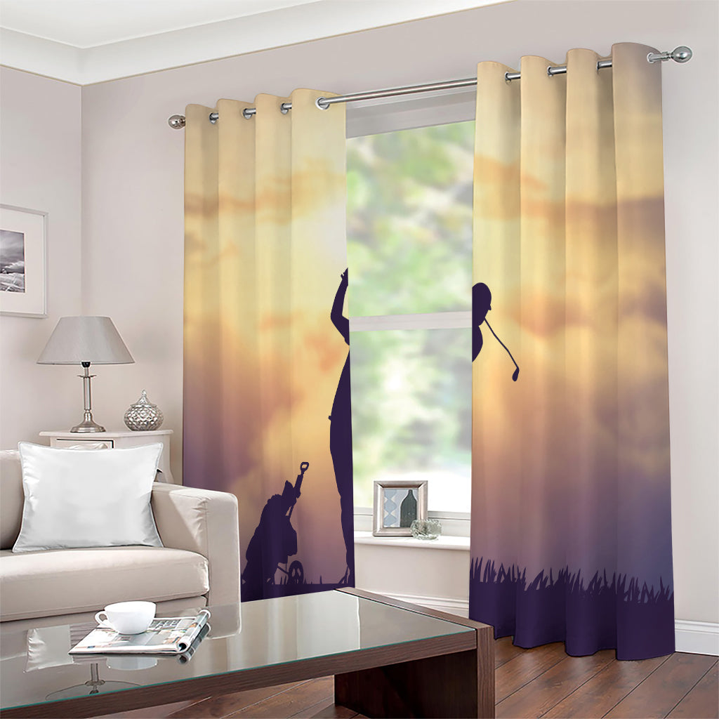 Pro Golf Swing Print Extra Wide Grommet Curtains