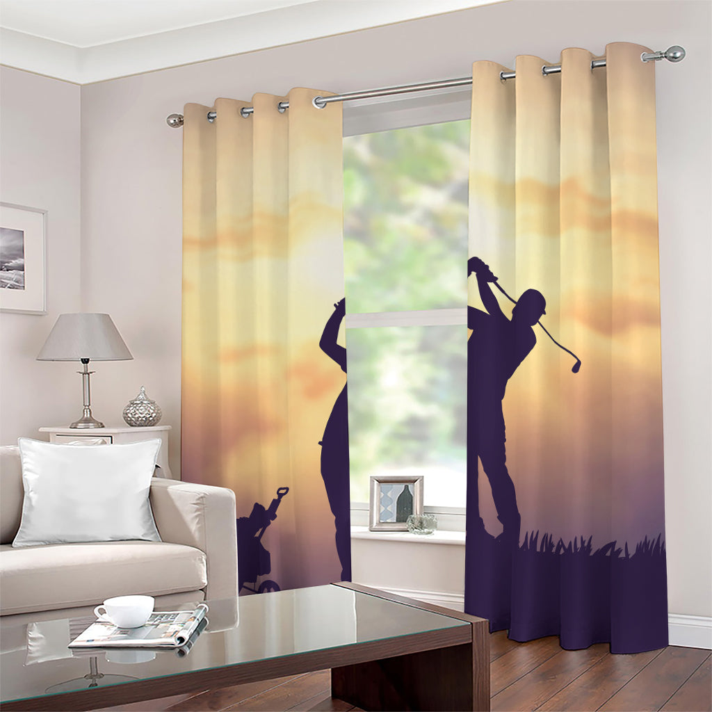 Pro Golf Swing Print Grommet Curtains