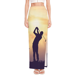 Pro Golf Swing Print High Slit Maxi Skirt