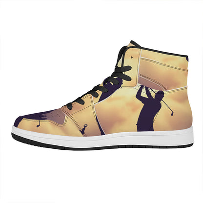 Pro Golf Swing Print High Top Leather Sneakers