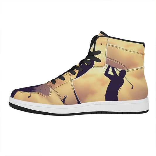 Pro Golf Swing Print High Top Leather Sneakers