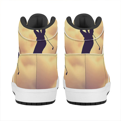 Pro Golf Swing Print High Top Leather Sneakers