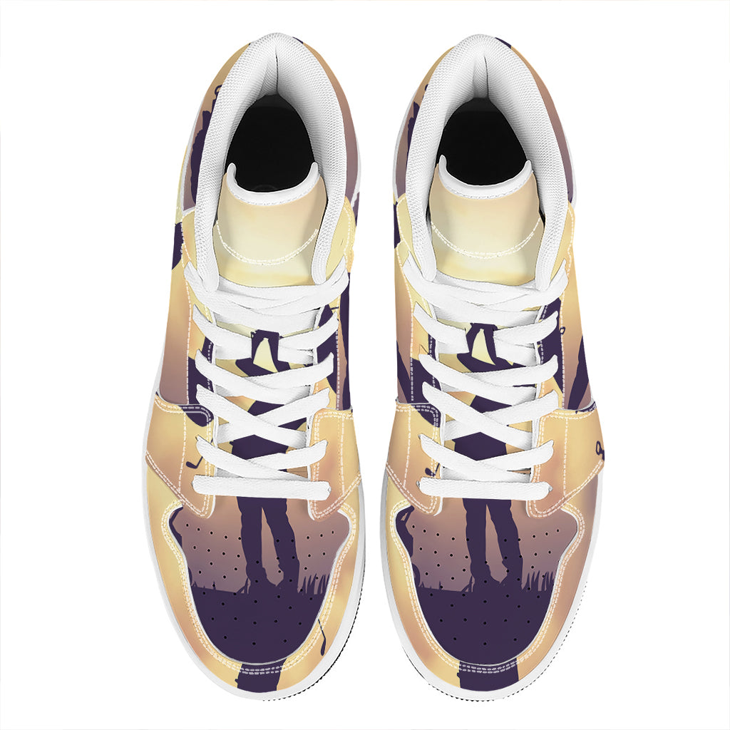 Pro Golf Swing Print High Top Leather Sneakers