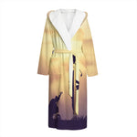 Pro Golf Swing Print Hooded Bathrobe