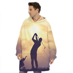 Pro Golf Swing Print Hoodie Blanket