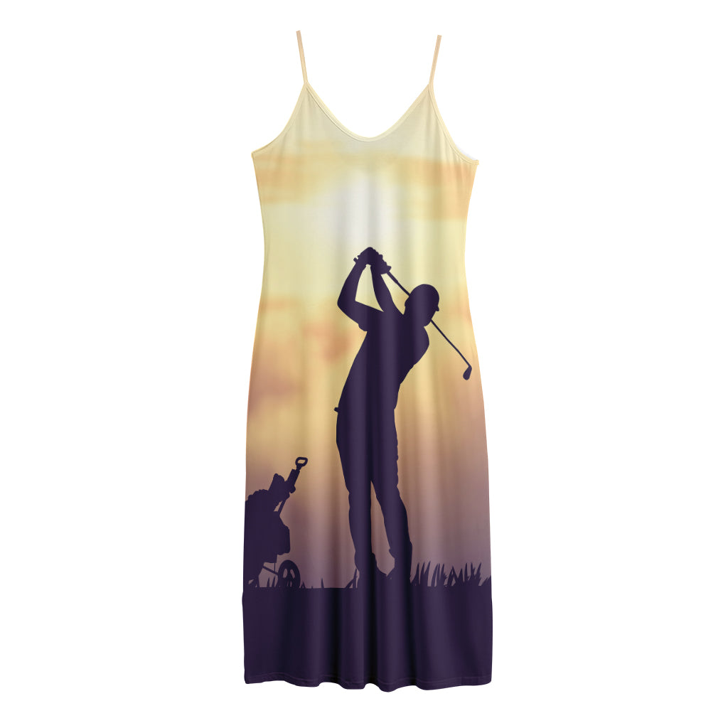 Pro Golf Swing Print Jersey Midi Cami Dress