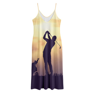 Pro Golf Swing Print Jersey Midi Cami Dress