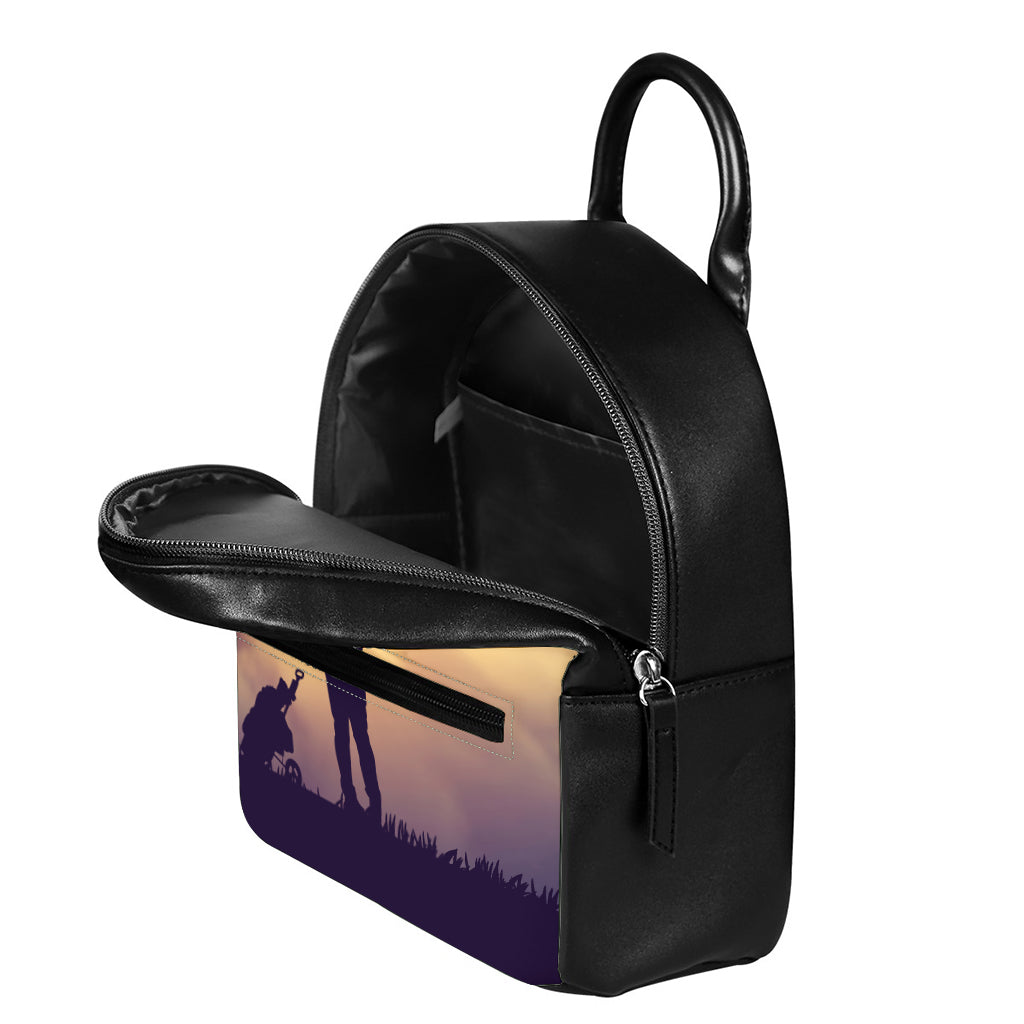 Pro Golf Swing Print Leather Backpack