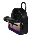 Pro Golf Swing Print Leather Backpack