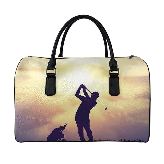 Pro Golf Swing Print Leather Duffle Bag