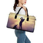 Pro Golf Swing Print Leather Duffle Bag