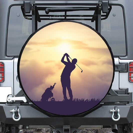 Pro Golf Swing Print Leather Spare Tire Cover