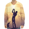 Pro Golf Swing Print Long Sleeve Baseball Jersey