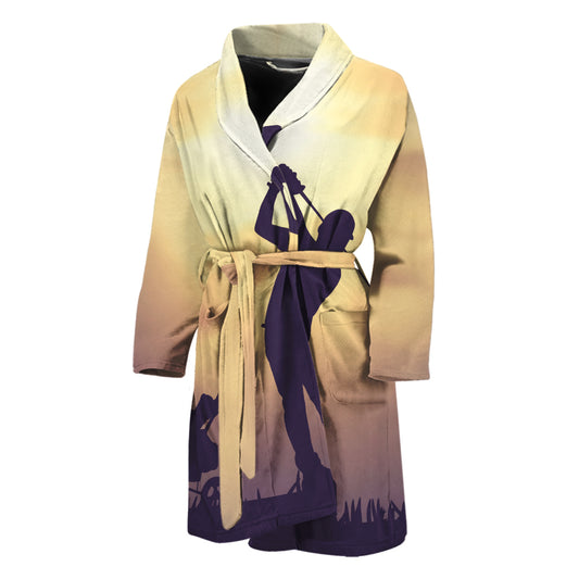 Pro Golf Swing Print Men's Bathrobe