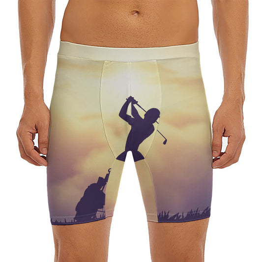 Pro Golf Swing Print Men's Long Boxer Briefs