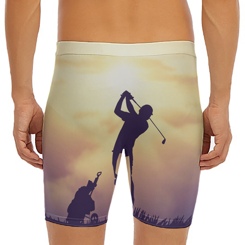 Pro Golf Swing Print Men's Long Boxer Briefs