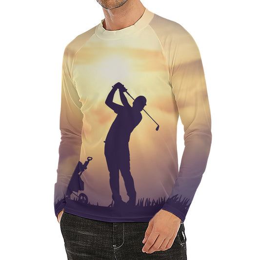 Pro Golf Swing Print Men's Long Sleeve Rash Guard