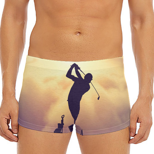 Pro Golf Swing Print Men's Short Boxer Briefs