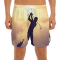 Pro Golf Swing Print Men's Split Running Shorts
