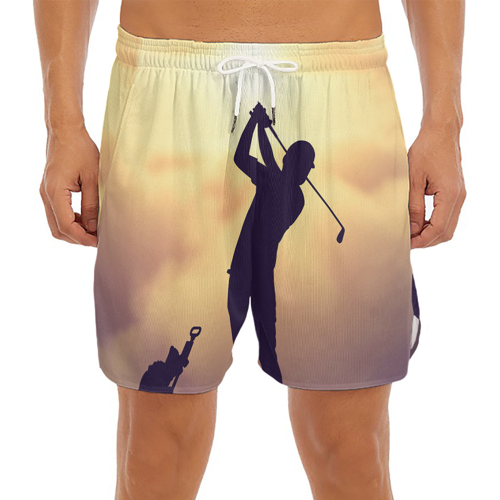 Pro Golf Swing Print Men's Split Running Shorts
