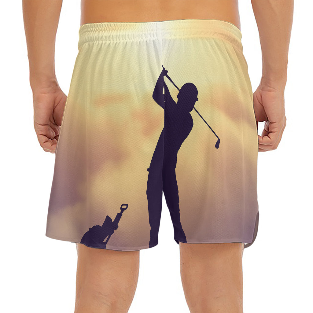 Pro Golf Swing Print Men's Split Running Shorts