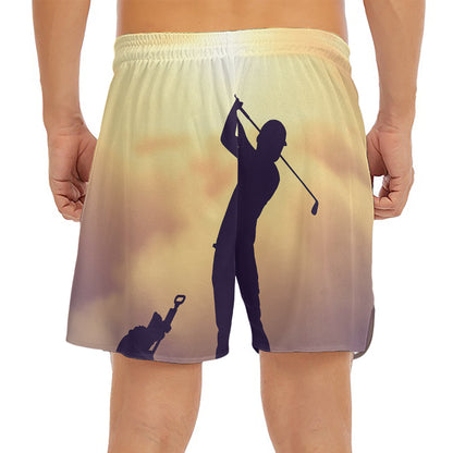 Pro Golf Swing Print Men's Split Running Shorts