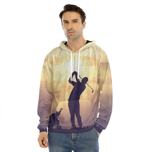 Pro Golf Swing Print Men's Velvet Pullover Hoodie