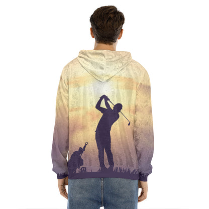 Pro Golf Swing Print Men's Velvet Pullover Hoodie