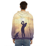 Pro Golf Swing Print Men's Velvet Pullover Hoodie