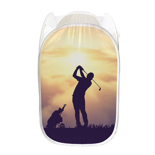 Pro Golf Swing Print Mesh Laundry Hamper