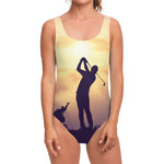 Pro Golf Swing Print One Piece Swimsuit