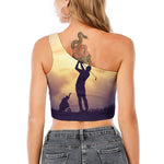 Pro Golf Swing Print One Shoulder Crop Top