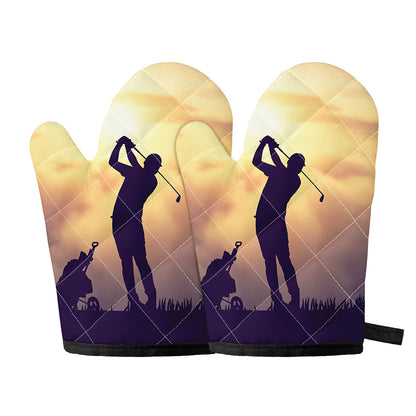 Pro Golf Swing Print Oven Mitts