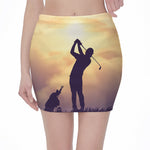 Pro Golf Swing Print Pencil Mini Skirt
