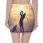 Pro Golf Swing Print Pencil Mini Skirt